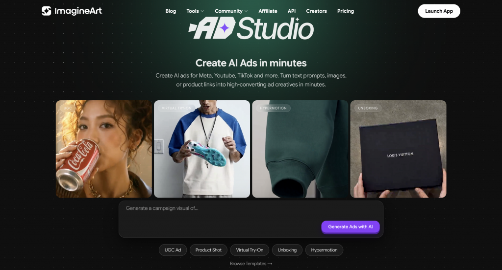 ImagineArt Ads Studio Video Ads Tool